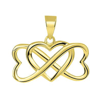 Load image into Gallery viewer, 14k Yellow Gold Interlocking Triple Heart Infinity Love Symbol Pendant With Cable, Cuban Curb or Figaro Chain Necklace
