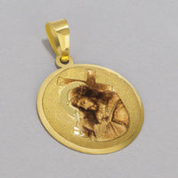 Load image into Gallery viewer, 14k Yellow Gold Jesus Christ Carrying the Cross Picture Pendant with Rolo Cable, Cuban Curb, or Figaro Chain Necklace
