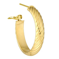 Load image into Gallery viewer, 14k Yellow Gold Large Croissant Hoop Earrings with French Back
