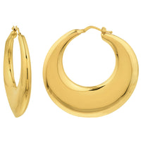 Load image into Gallery viewer, 14k Yellow Gold Large Graduated Puffed Hoop Earrings with Hinged Back
