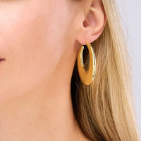 Load image into Gallery viewer, 14k Yellow Gold Large Graduated Puffed Hoop Earrings with Hinged Back
