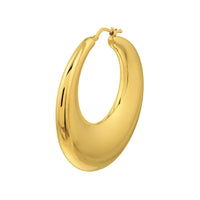 Load image into Gallery viewer, 14k Yellow Gold Large Graduated Puffed Hoop Earrings with Hinged Back
