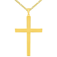 Load image into Gallery viewer, 14k Yellow Gold Large Simple Religious Cross Pendant Necklace
