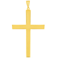 Load image into Gallery viewer, 14k Yellow Gold Large Simple Religious Cross Pendant Necklace
