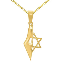 Load image into Gallery viewer, 14k Yellow Gold Map of Israel with Star of David Pendant Necklace
