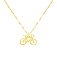 Load image into Gallery viewer, 14k Yellow Gold Dainty Mini Bicycle Bike Necklace with Spring Ring Clasp (16&quot; to 18&quot; Adjustable Chain)
