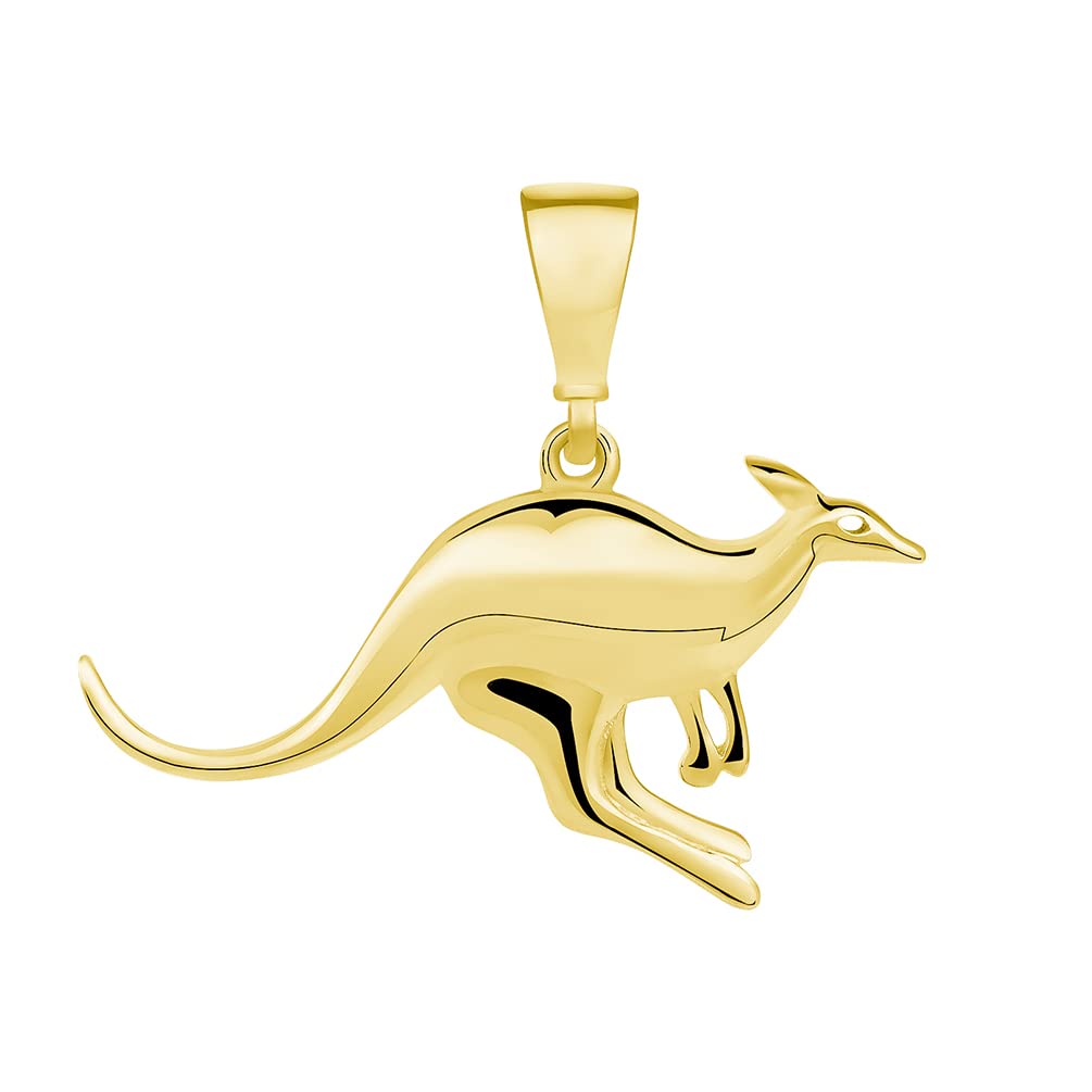 14k Yellow Gold Mini Kangaroo Hopping Charm Animal Pendant