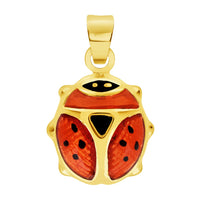 Load image into Gallery viewer, 14k Yellow Gold Mini Red Enamel Ladybug Charm Pendant Necklace
