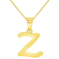 Load image into Gallery viewer, Solid 14k Yellow Gold Mini Uppercase Initial Script Z Letter Charm Pendant Necklace
