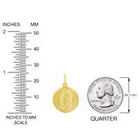 Load image into Gallery viewer, 14k Yellow Gold Nuestra Senora De Guadalupe Round Medal Pendant with Cable, Cuban Curb, or Figaro Chain Necklaces
