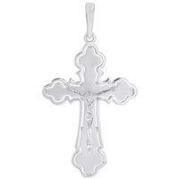 Load image into Gallery viewer, 14k White Gold Open Outline Cross Eastern Orthodox Crucifix Pendant
