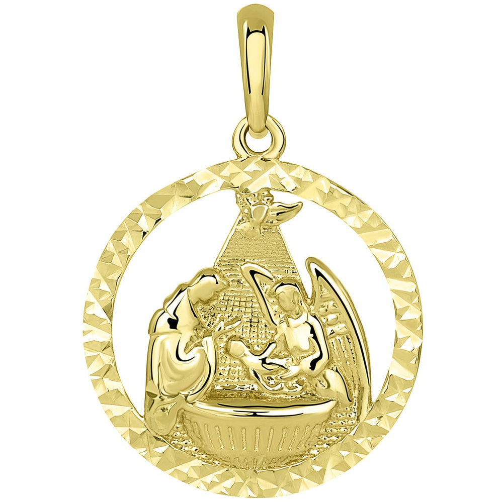 14k Gold Open Textured Circle Holy Spirit Baptism Pendant