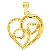 Load image into Gallery viewer, 14k Yellow Gold Open Triple Heart Love Symbol Pendant with Cable, Curb, or Figaro Chain Necklaces
