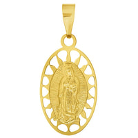 Load image into Gallery viewer, 14k Yellow Gold Our Lady Of Guadalupe Elegant Oval Medallion Pendant

