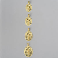 Load image into Gallery viewer, 14k Yellow Gold Oval Shape Jesus Crucifix Textured Medallion Pendant Necklace - 4 Sizes
