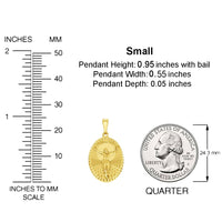 Load image into Gallery viewer, 14k Yellow Gold Oval Shape Jesus Crucifix Textured Medallion Pendant Necklace - 4 Sizes
