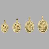 Load image into Gallery viewer, 14k Yellow Gold Oval Shape Jesus Crucifix Textured Medallion Pendant with Cuban Curb Chain Necklace - 4 Sizes
