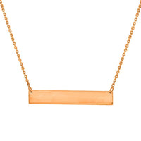Load image into Gallery viewer, Solid 14k Rose Gold Engravable Bar Pendant Necklace
