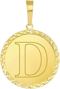Load image into Gallery viewer, 14k Yellow Gold Personalized Round Block Letter Initial Disc Pendant - A to Z (Small)
