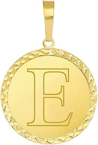 Load image into Gallery viewer, 14k Yellow Gold Personalized Round Block Letter Initial Disc Pendant - A to Z (Small)
