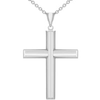Load image into Gallery viewer, 14k White Gold Plain &amp; Simple Religious High Polish Cross Pendant Necklace
