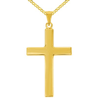 Load image into Gallery viewer, 14k Yellow Gold Large Plain and Simple Religious Cross Pendant Necklace
