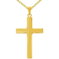 Load image into Gallery viewer, 14k Yellow Gold Large Plain and Simple Religious Cross Pendant Necklace
