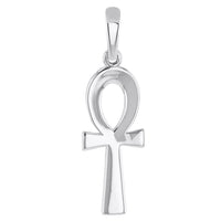 Load image into Gallery viewer, Solid 14k White Gold Polished Egyptian Ankh Cross Charm Pendant with Chain Necklace
