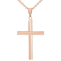 Load image into Gallery viewer, 14k Gold Polished Simple Religious Cross Pendant Necklace - Rose Gold
