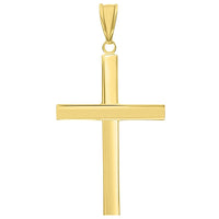 Load image into Gallery viewer, 14k Yellow Gold Polished Simple Religious Cross Pendant With Cable, Curb or Figaro Chain Necklace
