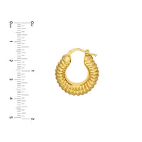 Load image into Gallery viewer, 14k Yellow Gold Puff Ribbed Hoop Earrings with Hinged Back
