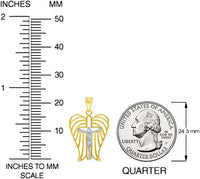 Load image into Gallery viewer, 14k Two-Tone Gold Religious Angel Wing Cross Crucifix Pendant with Cable, Cuban Curb, or Figaro Chain Necklaces
