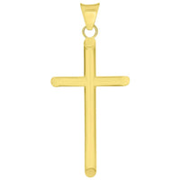 Load image into Gallery viewer, 14k Yellow Gold Religious Classic Plain Cross Pendant Necklace Available with Rolo, Curb, or Figaro Chain Necklaces
