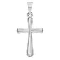 Load image into Gallery viewer, 14k White Gold High Polished Religious Plain Small Cross Charm Pendant Necklace
