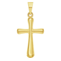 Load image into Gallery viewer, 14k Yellow Gold High Polished Religious Plain Small Cross Charm Pendant Necklace
