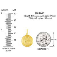 Load image into Gallery viewer, Solid 14k Yellow Gold Round Saint Anthony Pray For Us Medal Pendant - 2 Sizes
