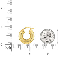 Load image into Gallery viewer, 14k Yellow Gold Round Textured D/C Hoop Earrings with Latch Back, 7mm Wide
