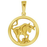Load image into Gallery viewer, 14k Yellow Gold Round Zodiac Sign Charm Horoscope Pendant Necklace (Small)
