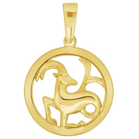 Load image into Gallery viewer, 14k Yellow Gold Round Zodiac Sign Charm Horoscope Pendant Necklace (Small)
