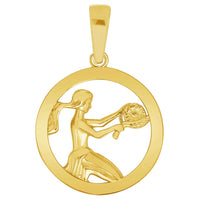 Load image into Gallery viewer, 14k Yellow Gold Round Zodiac Sign Charm Horoscope Pendant Necklace (Small)
