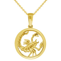 Load image into Gallery viewer, 14k Yellow Gold Round Zodiac Sign Charm Horoscope Pendant Necklace (Small)
