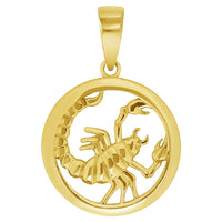 Load image into Gallery viewer, 14k Yellow Gold Round Zodiac Sign Charm Horoscope Pendant Necklace (Small)
