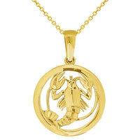 Load image into Gallery viewer, 14k Yellow Gold Round Zodiac Sign Charm Horoscope Pendant Necklace (Small)
