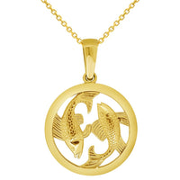 Load image into Gallery viewer, 14k Yellow Gold Round Zodiac Sign Charm Horoscope Pendant Necklace (Small)
