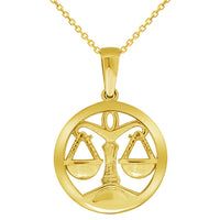 Load image into Gallery viewer, 14k Yellow Gold Round Zodiac Sign Charm Horoscope Pendant Necklace (Small)
