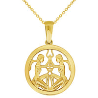 Load image into Gallery viewer, 14k Yellow Gold Round Zodiac Sign Charm Horoscope Pendant Necklace (Small)
