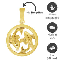 Load image into Gallery viewer, 14k Yellow Gold Round Zodiac Sign Charm Horoscope Pendant Necklace (Small)
