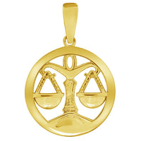 Load image into Gallery viewer, 14k Yellow Gold Round Zodiac Sign Charm Horoscope Pendant Necklace (Small)
