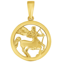 Load image into Gallery viewer, 14k Yellow Gold Round Zodiac Sign Charm Horoscope Pendant Necklace (Small)
