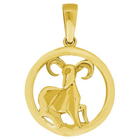Load image into Gallery viewer, 14k Yellow Gold Round Zodiac Sign Charm Horoscope Pendant Necklace (Small)
